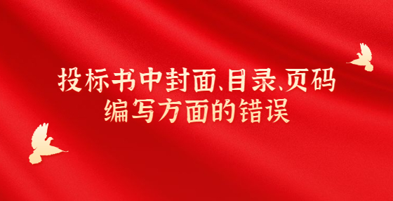 投標(biāo)書中封面、目錄、頁(yè)碼編寫方面的錯(cuò)誤