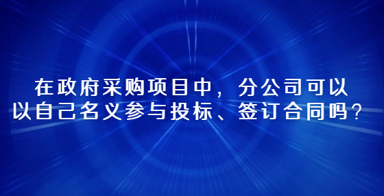 在政府采購項(xiàng)目中，分公司可以以自己名義參與投標(biāo)、簽訂合同嗎？