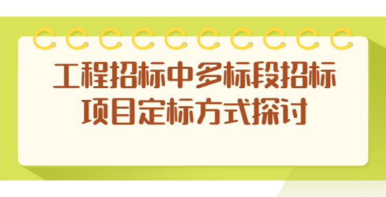 工程招標中多標段招標項目定標方式探討