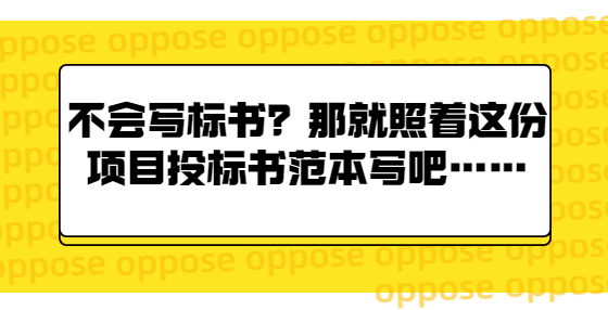 不會(huì)寫(xiě)標(biāo)書(shū)？那就照著這份項(xiàng)目投標(biāo)書(shū)范本寫(xiě)吧……
