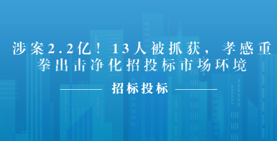 涉案2.2億！13人被抓獲，孝感重拳出擊凈化招投標(biāo)市場環(huán)境
