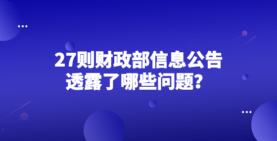 27則財政部信息公告透露了哪些問題？