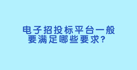 電子招投標(biāo)平臺(tái)一般要滿足哪些要求？