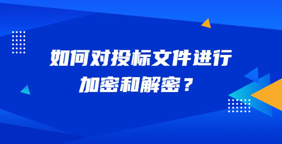 如何對投標(biāo)文件進(jìn)行加密和解密？