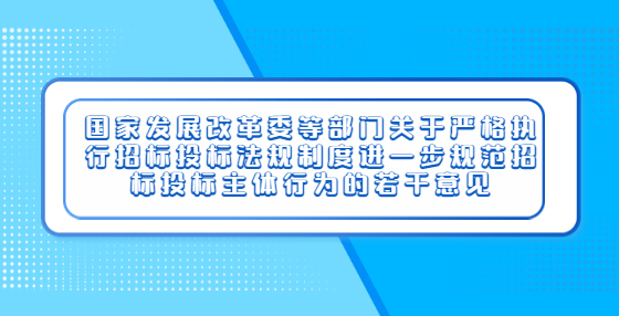 國(guó)家發(fā)展改革委等部門關(guān)于嚴(yán)格執(zhí)行招標(biāo)投標(biāo)法規(guī)制度進(jìn)一步規(guī)范招標(biāo)投標(biāo)主體行為的若干意見