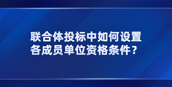 聯(lián)合體投標中如何設置各成員單位資格條件？