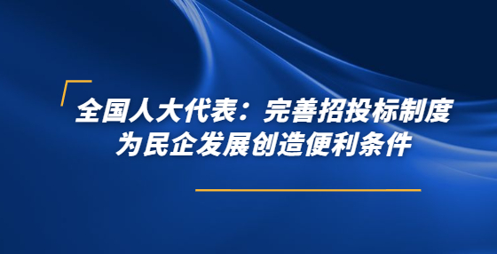 全國人大代表：完善招投標制度 為民企發(fā)展創(chuàng)造便利條件