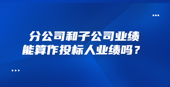 分公司和子公司業(yè)績能算作投標人業(yè)績嗎？