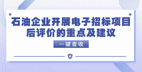 石油企業(yè)開展電子招標(biāo)項(xiàng)目后評(píng)價(jià)的重點(diǎn)及建議